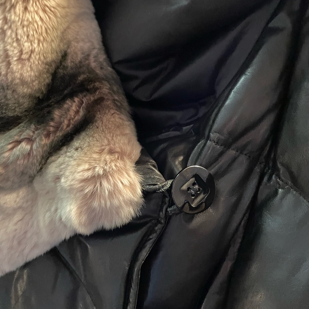 Leather puffer vintage with real fur - Picture 4 of 11